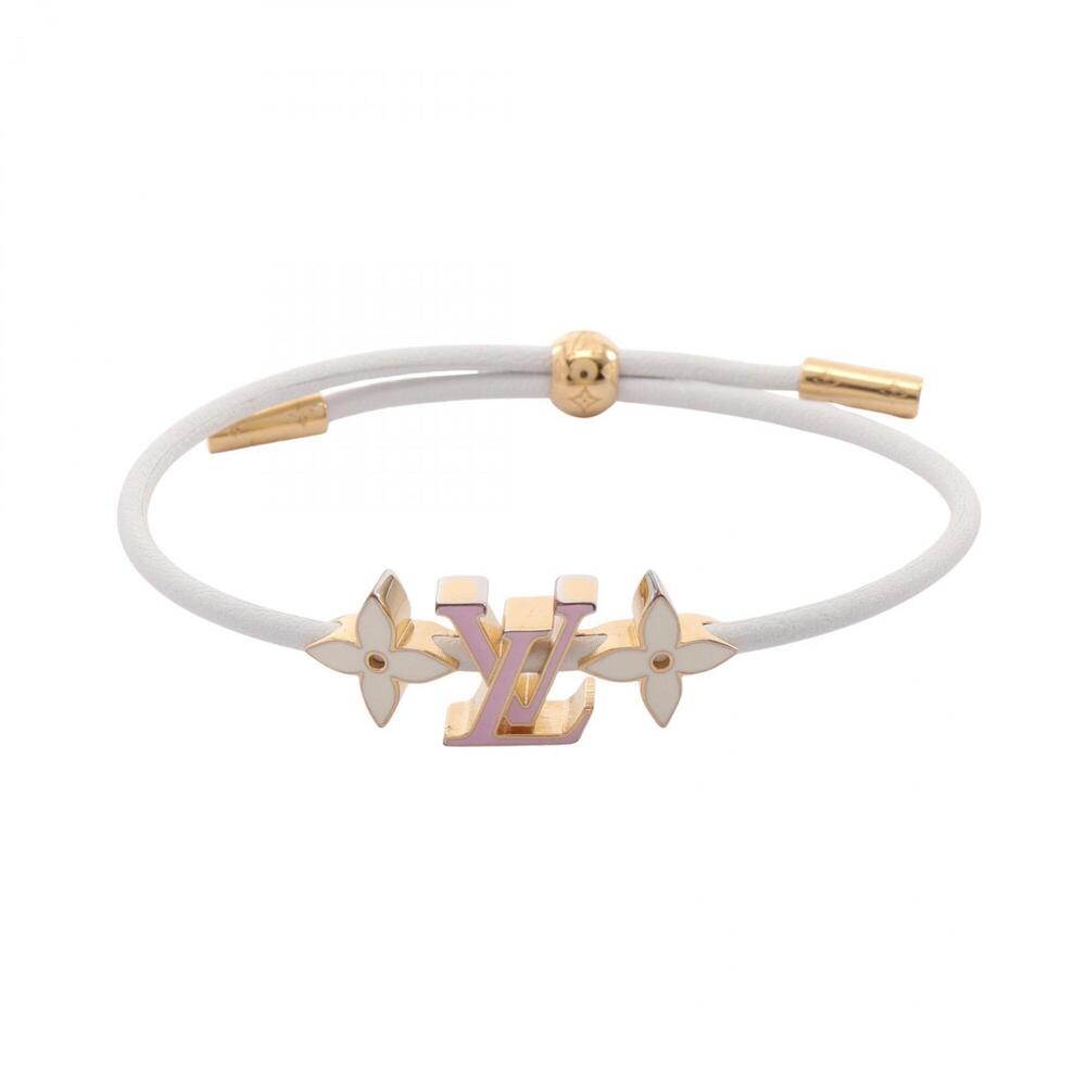 Louis Vuitton LV Crew Bracelet, Leather, Gold Plated (GP), Women's, White, Go...